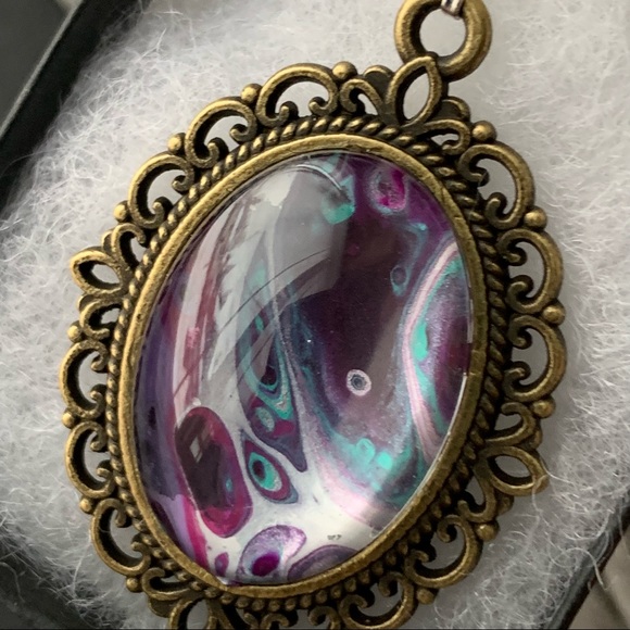 Handmade Fluid Art Necklace- Renaissance - Picture 2 of 5